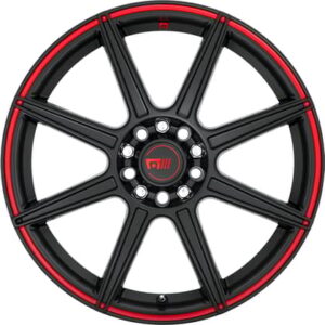 Motegi Racing MR142 CS8 Satin Black Red Stripe 15"x6.5" 5/100.0 - 5/114.3 P40